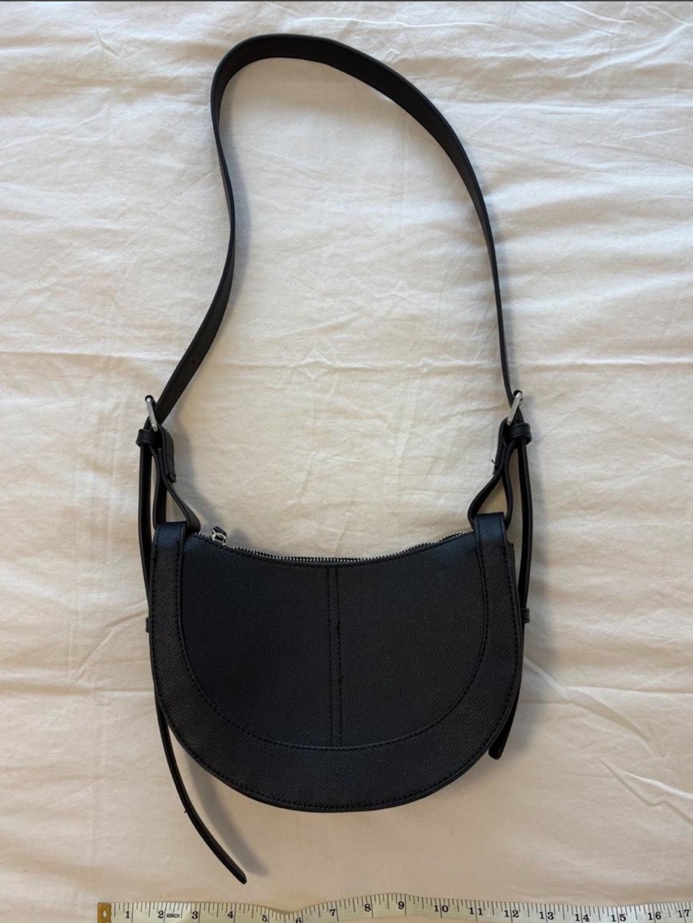 Anthropologie Leather Black Crescent Crossbody Shoulder Bag